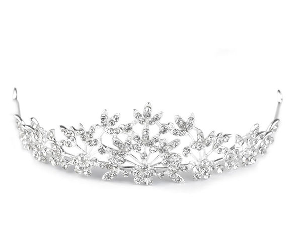Elegant Bridal Rhinestone Tiara - Sparkling Crystal Crown with Hairpin Loops for Weddings, Proms, and Gala Events