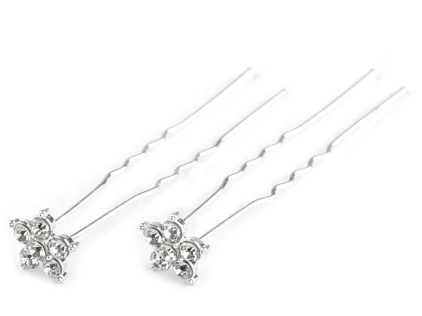 Elegant Rhinestone Flower Hair Pin with Crystal Accent (11mm) - Premium Bridal & Special Occasion Hair Accessory