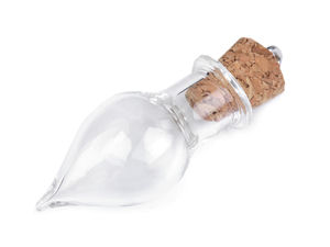 Teardrop Glass Drop Pendant with Cork Stopper - 13x37mm Mini Wishing Bottle Charm for DIY Jewelry Making