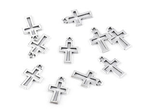 Premium Double-Sided Metal Cross Charm Pendant (11x17mm) for Jewelry Making, Haberdashery, and Fashion Accessories