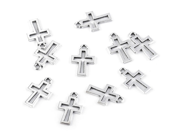 Premium Double-Sided Metal Cross Charm Pendant (11x17mm) for Jewelry Making, Haberdashery, and Fashion Accessories