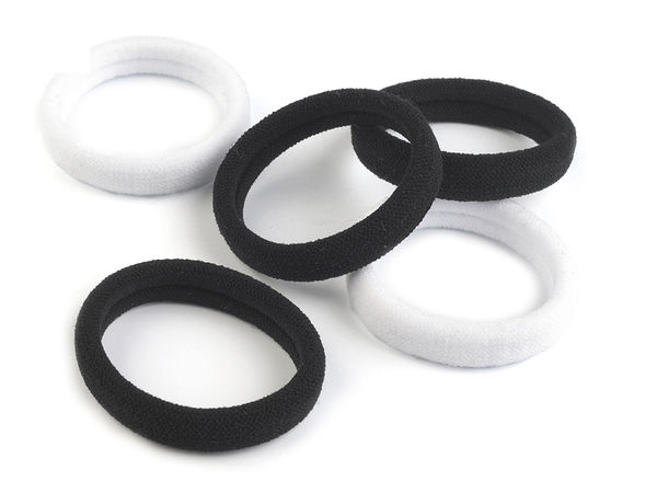 Premium Elastic Hair Bands - High-Stretch Gentle Hold Hair Ties (Black & White Mix, Set with Storage Box)
