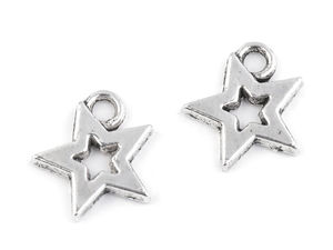 Star Metal Charm Pendant for Clothing, Shoes, and Accessories - 12x12mm, Platinum