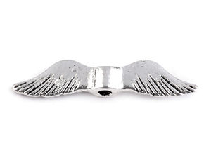 Premium Metal Angel Wing Jewelry Spacers (5x24mm) - Double-Sided, Platinum Patina Finish