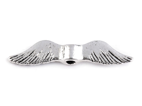 Premium Metal Angel Wing Jewelry Spacers (5x24mm) - Double-Sided, Platinum Patina Finish