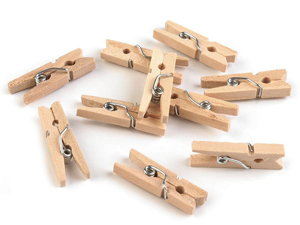 Mini Wooden Clothespins - 4x25mm Natural Wood Pegs for Crafts, Photos, and DIY Decorations