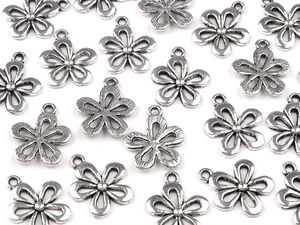 Floral Metal Charm Pendant & Zipper Puller (15x18 mm) | Decorative Attachment for Clothing, Bags, and Accessories