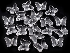 Decorative Transparent Butterfly Beads for Jewelry Making and DIY Crafts, 15x18mm