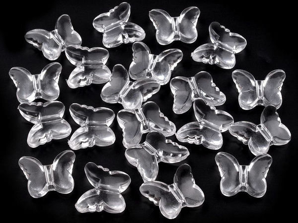 Decorative Transparent Butterfly Beads for Jewelry Making and DIY Crafts, 15x18mm