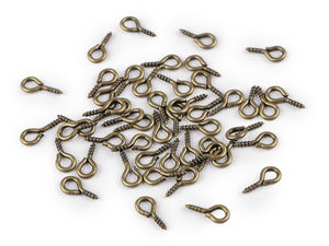 Mini Screw Eye Pins (10mm) - Metal Screw Eye Bail Pegs for Jewelry Making, Cork Bottle Charms, and Hanging Crafts