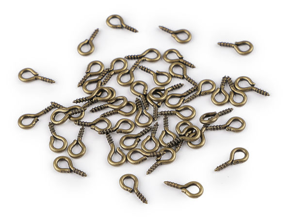 Mini Screw Eye Pins (10mm) - Metal Screw Eye Bail Pegs for Jewelry Making, Cork Bottle Charms, and Hanging Crafts