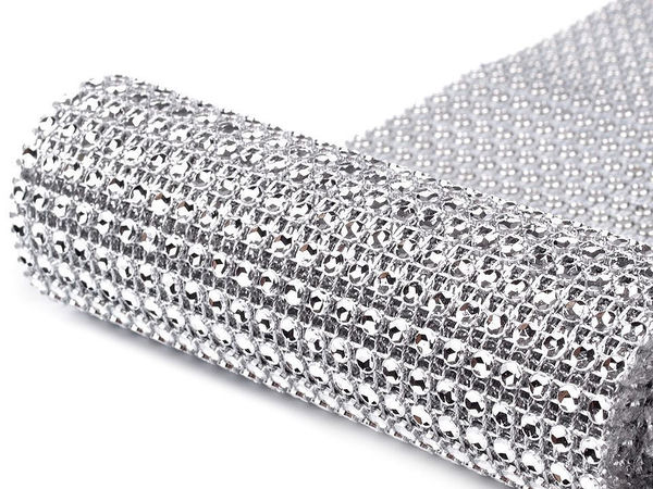 Premium Sparkling Mesh Trimming - 11.5cm Width - Glittering Plastic Circle Braid (2nd Quality)