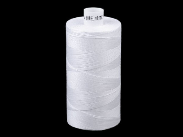 Premium White Cotton Sewing Thread - 1000m Spool for Garments and Textiles