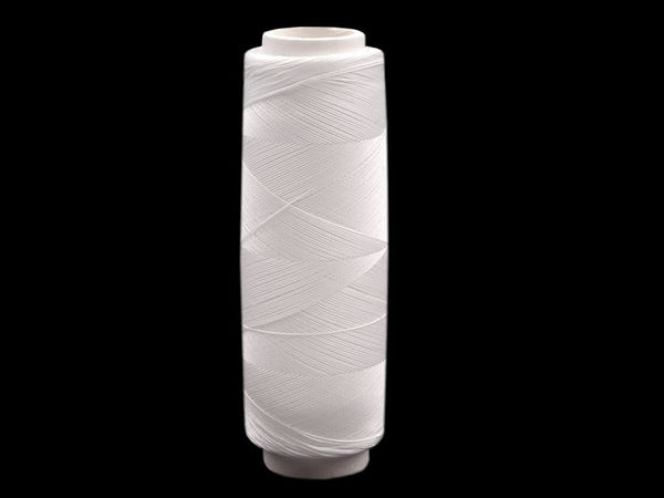 Premium Polished Cotton Sewing & Beading Thread - 200m 20x2 Tex, White (5-Pack)