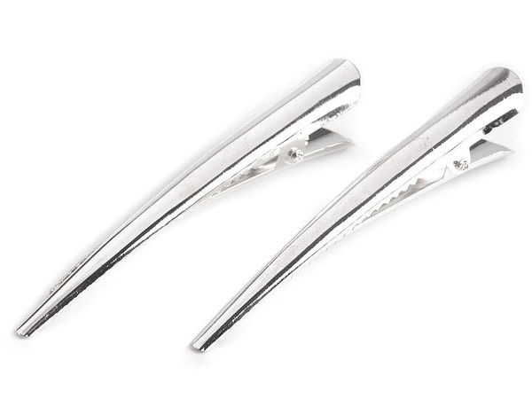 Premium Silver Alligator Hair Clips with Teeth (75mm) for DIY Hair Accessories & Jewelry Making