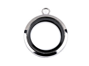 Glass Floating Charm Memory Locket Pendant (30mm) - Magnetic Open-Close Jewelry Keepsake