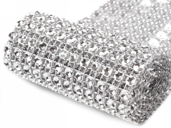 Premium Wide Crystal Trimming (58mm) – Metallic Faux-Stone Decorative Garland for Crafts, Weddings, and Events
