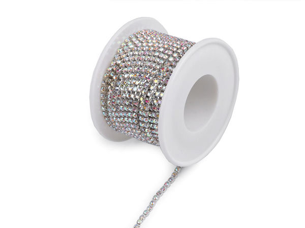 Premium 2.4mm Rhinestone Cup Chain Trim - Luxury Embellishment for Gowns, Accessories & Crafts