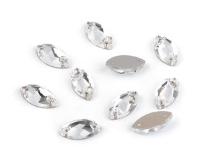 Crystal Sew-On Navette Rhinestones - Teardrop Faceted Glass Gems for Dressmaking, Costumes, Accessories & Jewelry