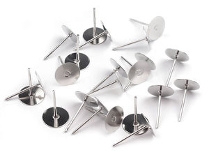 Platinum-Finished Stud Earring Posts with 8mm Flat Pad for DIY Jewelry Making