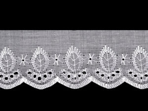 Premium White Broderie Anglaise Madeira Lace Trim, 50mm Width