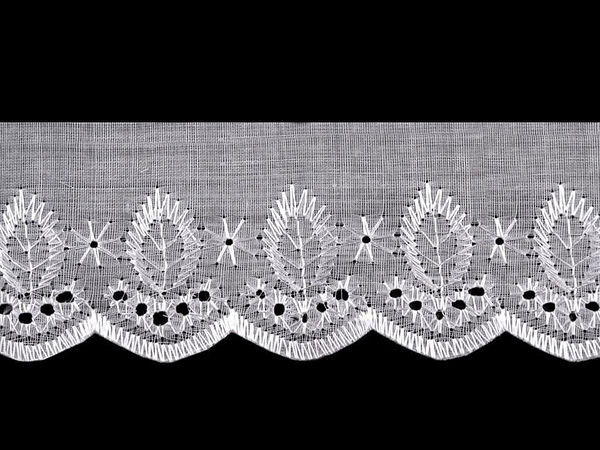 Premium White Broderie Anglaise Madeira Lace Trim, 50mm Width