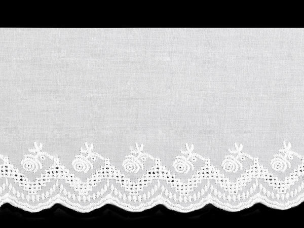 White Broderie Anglaise Cotton Eyelet Lace Trim - 11cm Rose Embroidered Madeira Lace
