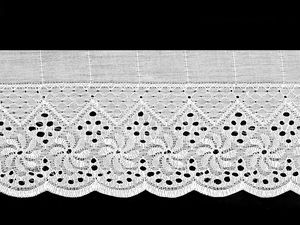 Imeallú Lása Maidéara Broderie Anglaise Bláthanna Préimhe (80mm) - Ribín Súileogach Bróidnithe Piorraithe Galánta