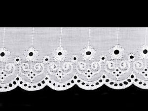 Premium White Madeira Broderie Anglaise Lace Trim, 65mm Width - Delicate Embroidered Lace for Crafts, Apparel, and Home Decor