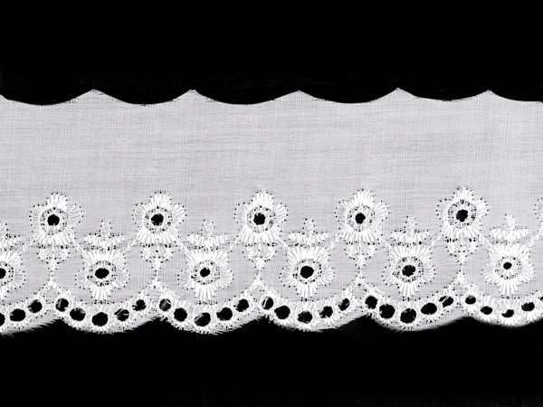 Premium White Broderie Anglaise Madeira Lace Trim - 60mm Elegant Embroidered Eyelet Lace