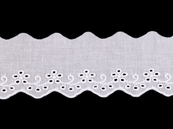 Premium Broderie Anglaise Cotton Eyelet Lace Trim - 40mm Wide Off White Madeira Embroidered Fabric Border for Sewing, Apparel & Crafts