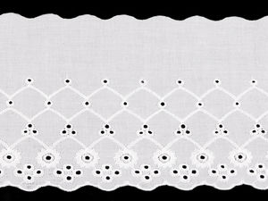 Premium Cotton Broderie Anglaise Madeira Lace Trim - 12cm Wide Off-White Eyelet Scalloped Embroidered Border Ribbon