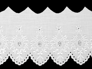 Premium White Broderie Anglaise Madeira Lace Edge Trim - 15cm Width Perforated Embroidery Ribbon for Garments and Home Decor