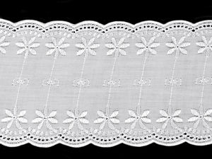 Polyester Broderie Anglaise Madeira Lace Trim, 11cm Symmetrical Edge Lace (White)