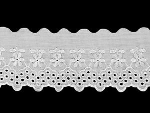 White Polyester Broderie Anglaise Madeira Edge Lace Trim - 80mm