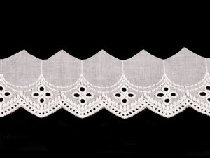 Premium Cotton Broderie Anglaise Madeira Lace Trim - 45mm Scalloped Eyelet Embroidery Edging for Sewing, Crafts, and Apparel