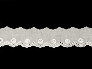 Premium Cotton Broderie Anglaise Madeira Lace Trim - 40mm Scalloped Edge Embroidered Trim for Haberdashery, Home Decor, and Apparel