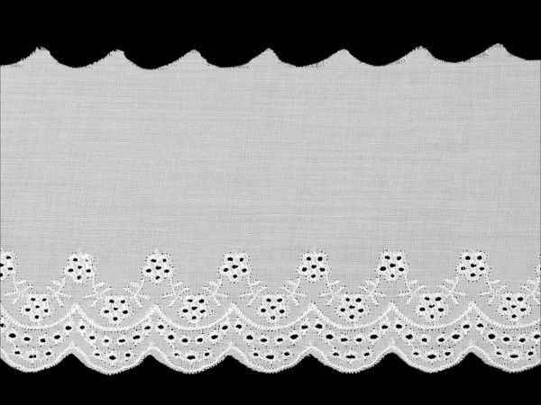 Premium White Polyester Broderie Anglaise Madeira Lace Trim, 11cm Width
