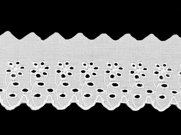 Premium White Broderie Anglaise Madeira Lace Trim - 80mm Floral Eyelet Embroidered Ribbon for Sewing, Apparel & Home Decor