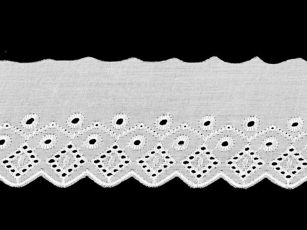Premium Broderie Anglaise Madeira Eyelet Lace Trim - 80mm Wide Polyester Lace Ribbon for Apparel, Home Decor, and Crafts