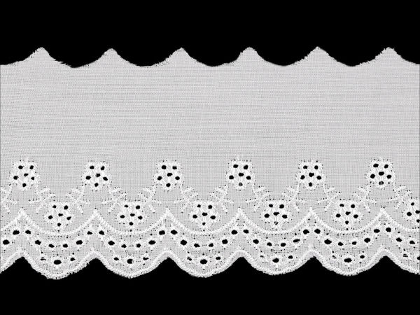 Premium White Polyester Broderie Anglaise Madeira Lace Trim - 85mm Floral Eyelet Embroidery for Garments and Home Decor
