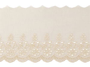 Premium Cotton Broderie Anglaise Madeira Lace Trim - 13cm Width