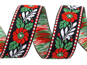 Premium Woven Jacquard Folk Ribbon - 25mm Width, 25m Roll - Traditional Decorative Trim for Costumes, Home Textiles, and Crafts
