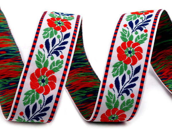 Premium Woven Jacquard Folk Ribbon - 25mm Width, 25m Roll - Traditional Decorative Trim for Costumes, Home Textiles, and Crafts