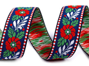 Premium Woven Jacquard Folk Ribbon - 25mm Width, 25m Roll - Traditional Decorative Trim for Costumes, Home Textiles, and Crafts