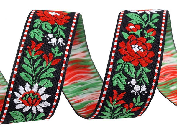 Premium 25mm Woven Folk Ribbon - Traditional Jacquard Patterned Trimming for Costumes, Crafts, and Home Decor (Czech Made, 25m)