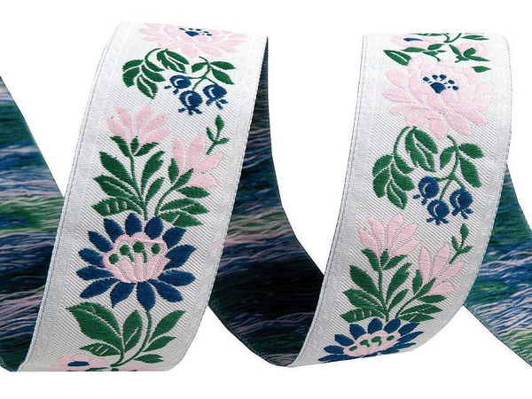 Premium 35mm Woven Folk Costume Jacquard Ribbon, Durable Polyester Trimming - 25m Roll