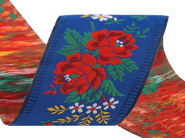 Premium 55mm Folk Costume Woven Jacquard Patterned Ribbon - High-Quality Polyester Trimming Ribbon for Clothing, Crafts & Home Decor