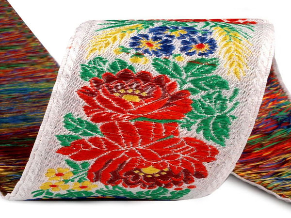 Premium Woven Jacquard Folk Costume Ribbon (70mm) - Durable Polyester Trimming for Garments and Home Decor