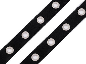 Premium Metal Grommet Eyelet Tape (24mm Width) - Black Nickel Lacing & Trimming Ribbon for Corsets, Dresses, and Apparel
